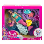 Barbie-Dreamtopia Deniz Kızı Bebek ve Çocuk Oyun Alanı - Seçenekler: deniz kızı ile deniz bebeği bakım seti...
