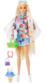 Barbie Extra - Mavi Etekli Bebek, Bükülebilen Esnek Eklemli, Hayvan Dostu Yavru Tavşan, 3 Yaş ve Üzeri için (HDJ45)