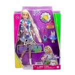 Barbie Extra - Mavi Etekli Bebek, Bükülebilen Esnek Eklemli, Hayvan Dostu Yavru Tavşan, 3 Yaş ve Üzeri için (HDJ45)