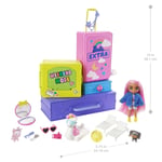 Barbie Extra Mini ve Hayvan Dostları'nın Seyahat Maceraları Oyun Seti, 2 yavru köpek ve Barbie Extra mini bebek, havuz, kaydırak, parti salonu ve aksesuarlar, 3 yaş ve üzeri HDY91