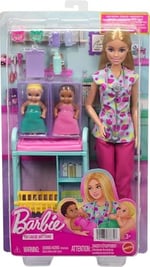 Barbie Kariyer Bebekleri çocuk doktoru oyun seti, üniforma giyen sarışın Barbie bebek, 2 bebek figürü, muayene masası ve aksesuarlar, JMK12 | Doktor Moda Bebek, Muayene Masası ve Daha Fazlası, 3 Yaş Ü
