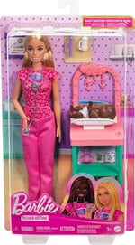 Barbie Kariyer Oyun Setleri - Doktor Bebek Çocuk Doktoru Barbie, sarışın bebek, 1 bebek figürü, mobilya ve aksesuarlar JCR72