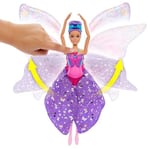 Barbie Kelebek Dansçı Bebek, Kanatlarını açarak kelebeğe dönüşen 2'si 1 arada mor saçlı Barbie Kelebek Dansçı bebek, saç aksesuarı, çıkarılabilen tütü, HXJ10