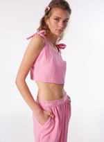 Barbie Kız Çocuk Kare Yaka Crop Nakışlı Bluz, BRB4SL-BLZ6076
