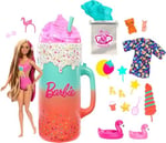 Barbie Pop Reveal bebek ve aksesuarları; kokulu bebek, yumuşacık evcil hayvan, renk değişimi özelliği ve şekillendirilebilir kum gibi 15'ten fazla sürpriz içeren Sürprizli Bardak Oyun Seti, HRK57