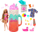 Barbie Pop Reveal bebek ve aksesuarları; kokulu bebek, yumuşacık evcil hayvan, renk değişimi özelliği ve şekillendirilebilir kum gibi 15'ten fazla sürpriz içeren Sürprizli Bardak Oyun Seti, HRK57