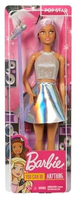Barbie Pop Yıldızı Bebek ve mikrofon Parlak etek giyen, pembe saçlı, 3-7 yaş arası için hediye, JCW42