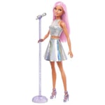 Barbie Pop Yıldızı Bebek ve mikrofon Parlak etek giyen, pembe saçlı, 3-7 yaş arası için hediye, JCW42