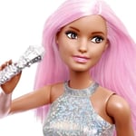Barbie Pop Yıldızı Bebek ve mikrofon Parlak etek giyen, pembe saçlı, 3-7 yaş arası için hediye, JCW42