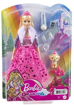 Barbie Prenses Macerası Prenses Tarzı Bebeği (30 cm boyunda), Yavru köpeği ile 3-7 yaş için GML76