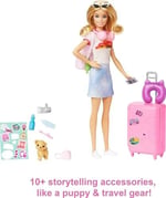 Barbie Seyahatte Bebeği ve Aksesuarları Barbie bebek ve aksesuarları, yavru köpeğiyle seyahat seti HJY18