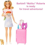 Barbie Seyahatte Bebeği ve Aksesuarları Barbie bebek ve aksesuarları, yavru köpeğiyle seyahat seti HJY18