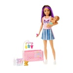 Barbie ve aksesuarları, Skipper bebek, uykulu bebek figürü ve beşikli oyun seti, mobilya ve temalı aksesuarlar, Bebek Bakıcısı, HJY33