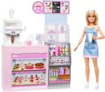 Barbie'nin Kahve Dükkanı Barbie'nin Kahve Dükkanı oyun seti sarışın barista Barbie, kahve makinesi ve 10'dan fazla aksesuar HXN94