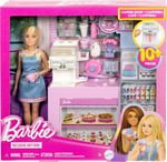 Barbie'nin Kahve Dükkanı Barbie'nin Kahve Dükkanı oyun seti sarışın barista Barbie, kahve makinesi ve 10'dan fazla aksesuar HXN94
