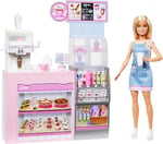 Barbie'nin Kahve Dükkanı Barbie'nin Kahve Dükkanı oyun seti sarışın barista Barbie, kahve makinesi ve 10'dan fazla aksesuar HXN94