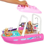 Barbie'nin Rüya Teknesi Havuzlu ve kaydıraklı Barbie'nin Rüya Botu oyun seti ve aksesuarlar HJV37