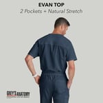 BARCO Grey's Anatomy Scrubs - Evan Scrub Top Erkekler için, Lapover V Yaka Kolay Bakım Erkek Scrub Üst