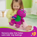 Barney pelüş oyuncağı, 2 yaş ve üzeri çocuklar için etkileşimli aktiviteler ve farklı dokular ile 32 cm'lik Fisher-Price Kalp Yapan , HYG89