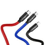 Baseus 3 in 1, Lightning için Şarj & Data Aktarım, Micro USB & USB-C için Şarj Kablosu, 0.3 Metre, Siyah - Seçenekler: 0.3 m, 1 m, 1.2 m, 2 m