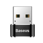 Baseus, Bilgisayar/Telefon Mini Hub Adaptörü, Siyah, 3A, Giriş: USB Type A 2.0, Çıkış: USB Type C,Seyahat Boy, Hafif