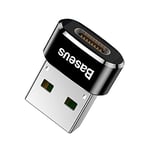 Baseus, Bilgisayar/Telefon Mini Hub Adaptörü, Siyah, 3A, Giriş: USB Type A 2.0, Çıkış: USB Type C,Seyahat Boy, Hafif