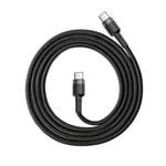 Baseus Cafule, 3.0 A USB-C & USB-C Şarj & Data Aktarımı Kablosu, Flash/Hızlı Şarj, 1 Metre, Gri/Siyah, CATKLF-GG1