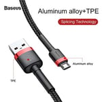 Baseus Cafule Serisi, 2.4 A USB-A & Micro-USB Şarj & Data Aktarım Kablosu, 1 Metre, Kırmızı