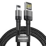 Baseus Cafule Special Edition, USB-A & Lightning 2.4 A Şarj & Data Aktarım Kablosu,1 Metre, Gri - Siyah, ‎CALKLF-GG1 - Seçenekler: 1.5A, 2.4A