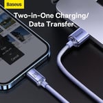 Baseus Crystal Shine, 2.4 A USB-A & Lightning Data ve Şarj Kablosu, 1.2 Metre, Mor, ‎CAJY000005