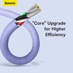 Baseus Crystal Shine, 2.4 A USB-A & Lightning Data ve Şarj Kablosu, 1.2 Metre, Mor, ‎CAJY000005