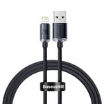Baseus Crystal Shine Hızlı Şarj Kablosu, Lightning – 1.2m, iPhone Uyumlu, Güçlendirilmiş Yapı, Dayanıklı ve Hızlı Veri Aktarımı, Siyah