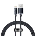 Baseus Crystal Shine Hızlı Şarj Kablosu, Lightning – 1.2m, iPhone Uyumlu, Güçlendirilmiş Yapı, Dayanıklı ve Hızlı Veri Aktarımı, Siyah