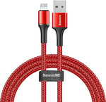 Baseus Halo, 2.4 A USB-A & Lightning Şarj & Data Aktarım Kablosu 1 Metre Kırmızı