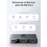 Baseus Matrix 2 in 1 Çok Fonksiyonlu Bilgisayar/Telefon HDMI Hub Adaptörü, Koyu Gri, HDMI Giriş Çıkış 4K & ARC, 4K 60 Hz Destekli, Seyahat Boy