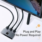 Baseus Matrix 2 in 1 Çok Fonksiyonlu Bilgisayar/Telefon HDMI Hub Adaptörü, Koyu Gri, HDMI Giriş Çıkış 4K & ARC, 4K 60 Hz Destekli, Seyahat Boy