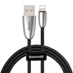 Baseus Torch Serisi Alüminyum Alaşım Örgü Tasarım 1.5A 2 Metre Lightning ile Uyumlu Data ve Şarj Kablosu Siyah