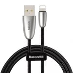 Baseus Torch Serisi Alüminyum Alaşım Örgü Tasarım 1.5A 2 Metre Lightning ile Uyumlu Data ve Şarj Kablosu Siyah