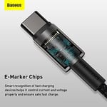Baseus Tungsten Gold Hızlı Şarj Kablosu Type-C to Type-C 100W, 1m, Siyah