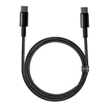 Baseus Tungsten Gold Hızlı Şarj Kablosu Type-C to Type-C 100W, 1m, Siyah