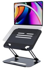 Basic 2 Tüm Modellerle Uyumlu Metal Kolay Ayarlanır Katlanabilir Siyah Laptop Standı Yükseltici Laptop Sehpası