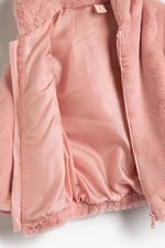 Basic Peluş Ceket Kapşonlu Uzun Kollu Fermuarlı