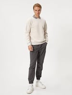 Basic Sweatshirt Polo Yaka Etiket Baskı Detaylı Ribanalı Şardonlu