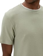 Basic Tişört Kumaş Detaylı Bisiklet Yaka Slim Fit Dokulu