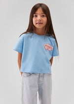 Baskılı Mavi Tişört Loose Fit/Bol Rahat Kesim 7610233-88134