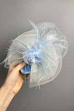Bebe Mavi Puantiyeli Vualet Parti Ve Nikah Şapkası