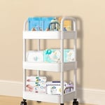 Bebek Bezi Caddy, Tekerlekli Plastik Hareketli Bebek Bezi Arabası Yenidoğan Kreş Essentials Bebek Bezi Düzenleyici, Masa ve Beşik Değiştirme için, Montajı Kolay, Beyaz