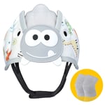 Bebek Güvenlik Kaskı, Yumuşak Bebek Kaskı, Nefes Alabilir, Bebek Kafa Koruyucu, Emekleme ve Yürüyüş, Ultra Hafif, Genişletilebilir ve Ayarlanabilir Yaş 6 m-2 yaş (Gri Dinozor)