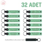 Bebek Mevlidi Hatırası Anahtarlık 32'li Set, Standart, MH-KAN8524X32, Açık Yeşil & Siyah, üniseks-bebek