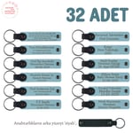 Bebek Mevlidi Hatırası Anahtarlık 32'li Set, Standart, MH-KAN8517X32, Gök Mavi & Siyah, üniseks-bebek